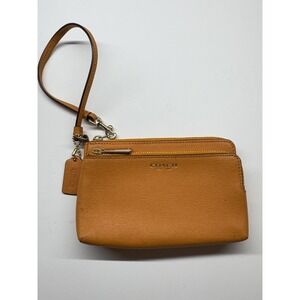Coach Double Zip‎ Wallet/Wristlet Mandarin Orange/ Marigold